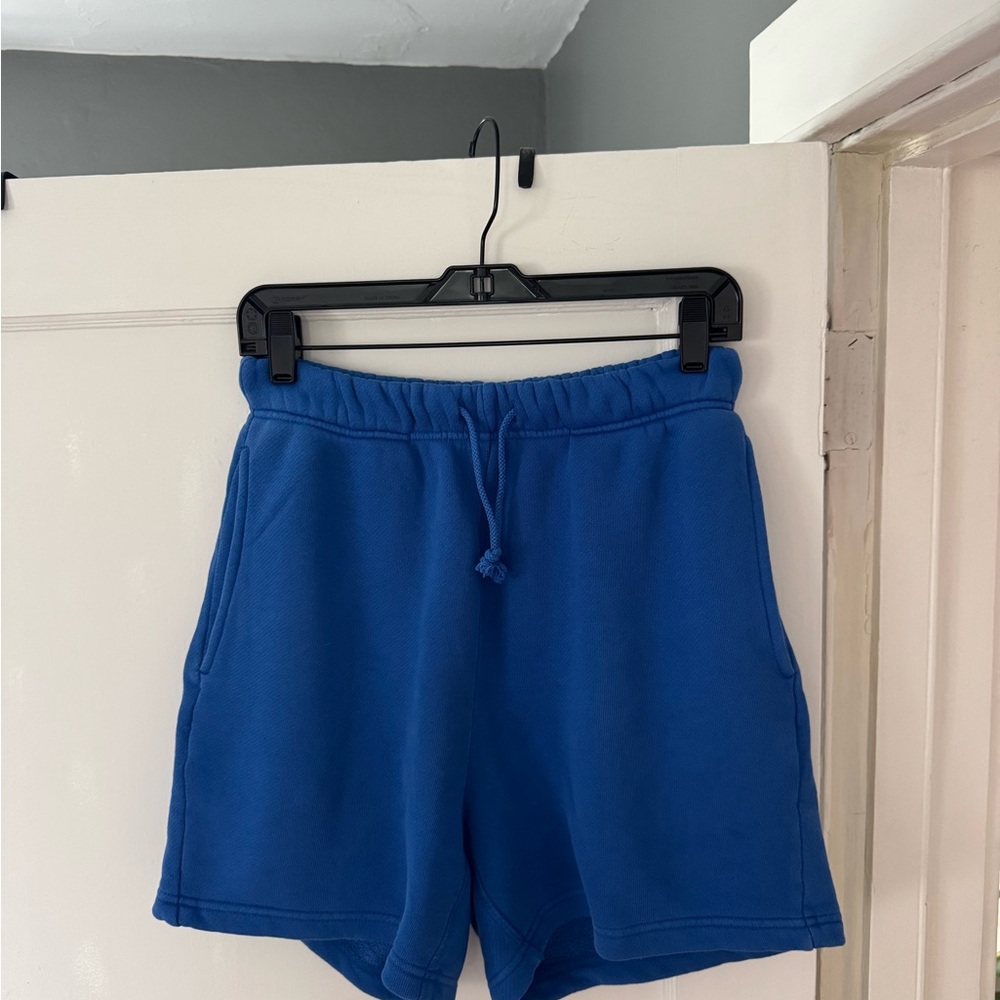 Blue Athletic Shorts with Elastic Waistband